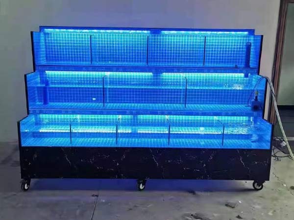 酒店飯店海鮮池水産(chǎn)店魚缸定做 超市多層(céng)養